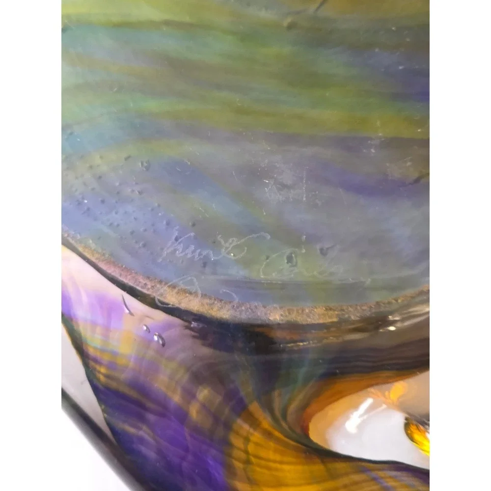 Kurt Carlson Art Glass‎ Magic Mirror Signed 2000 Carlson Glassworks Purple